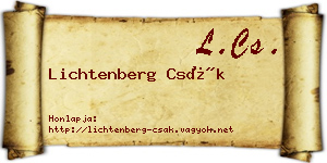 Lichtenberg Csák névjegykártya